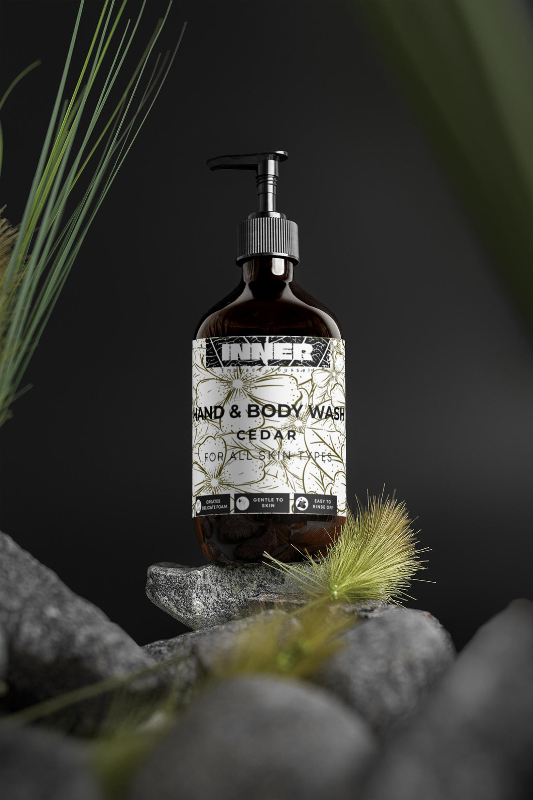 Gel douche et nettoyant pour les mains, menthe poivrée et cèdre foncé